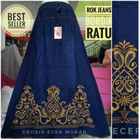 Jual rok jeans / denim motif bordir Murah