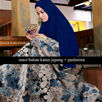 Jual Magda Maroon Navy gamis katun jepang busana muslim wanita Murah
