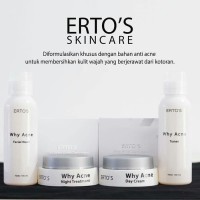 New PAKET ERTOS WHY ACNE ORIGINAL ( CREAM SIANG + MALAM + TONER +