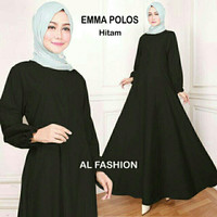 Maxi Emma Polos Hitam Baju Muslim Wanita Gamis Model Kekinian Terbaru