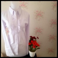 Super Promo Kemeja Blus Putih Wanita Kantor Polos Renda ...