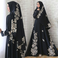 ELEGANT GAMIS MAXMARA SYARI HITAM BAJU MUSLIM WANITA TERBARU MOU Ter