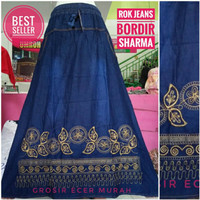 Jual rok jeans / denim motif bordir Murah