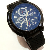 JAM TANGAN PRIA MURAH SEIKO HITAM TANGGAL AKTIF S0115H