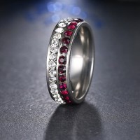 Cincin Berlian Lapis Emas Putih Batu Ungu Kecil 2 Baris - BR063