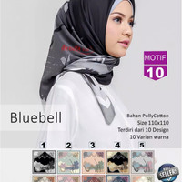 Jilbab Segiempat Bluebell Motif 10 Azzura Scarf - Hijab Murah