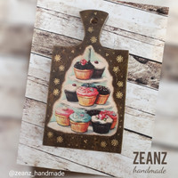 Jual Hiasan dinding dari talenan kayu CUPCAKE LOVER Murah