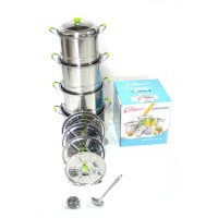 Panci Stokpot Set Ukuran 22 24 26 28 cm Stainless Steel Dengan Steamer