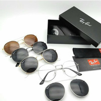 Kacamata clipon rayban super (frame bisa d ganti lensa) full set