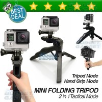 Tripod Mini Foldable 2 in 1 untuk DSLR Gopro Handycam Camera