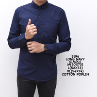Kemeja Polos Pria Navy Biru Dongker Panjang Slimfit Kerja Cowok