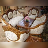 Kursi & Meja Tamu Sofa Ganesha Monaco Kayu Jati Romawi Ukir Jepara
