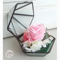 Bunga Terrarium Mawar Pink-Putih/ kado hadiah unik