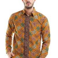 Batik Flike Store Kemeja Lengan Panjang Orange Scoot