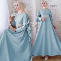 A6 Baju Gamis Pesta Muslim Remaja Wisuda Modern Davina Bordir Biru
