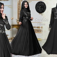 A8 Baju Gamis Pesta Muslim Remaja Wisuda Modern Sefina Bordir Hitam