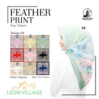 Kerudung FEATHER PRINT A9 UMAMA Hijab Jilbab Organza Segi Empat Moti