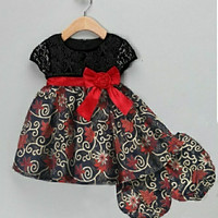 Dress batik anak * TK7 BT21335 Black Kids Motif Red Spiral Marsha Dres