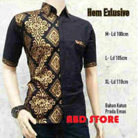 kemeja batik pria hitam prada emas | BATIK PEKALONGAN