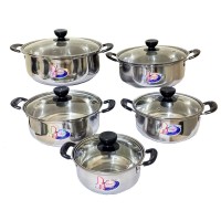 READY STOK Arc Shape Pot Panci Set Stainless Steel Isi 5 Pcs