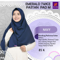 Jilbab Nibras Emerald Twice Navy Dongker Pasmina Instan 2 Lubang Pad M