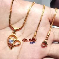 Kalung liontin kado buat pacar emas gold - kalung titanium