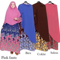 Gamis Waffle Batik Gami syari Hijab Model OSD Syira Ceruti