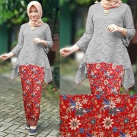 Setelan Muslim Stelan Kebaya Brukat Mila Grey Hijab 0111 Rg0 G AHB4421