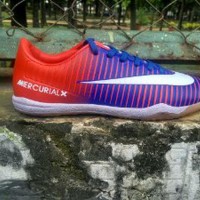 Sepatu Futsal Nike Mercurial X Ungu-Oren list Putih Gra Diskon