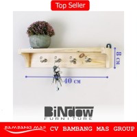 Jual Gantungan Kunci Jaket Baju Rak Kayu Asli Pinus rak dinding serbaguna Murah