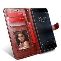 TERBARU Nokia 3 - Elegant Retro Leather Flip Case Cover - Black
