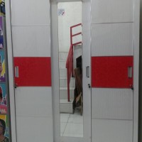 Lemari pakaian sliding kayu jati