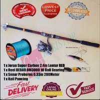 Bundle Paket Alat Pancing Laut Joran 2.4M Red Plus Reel Berkualitas