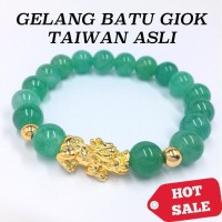 GELANG BATU GIOK TAIWAN ASLI NATURAL KOMBINASI PIXIU