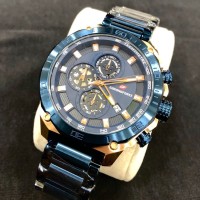 PROMO!!! JAM TANGAN PRIA CHRONO FORCE ROSEGOLD BLUE ORIGINAL