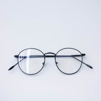Frame Kacamata Minus Besi H 6370 Oval Pria Wanita Full Hitam