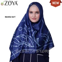 KERUDUNG HIJAB SEGI EMPAT SATIN MOTIF ZOYA SCARF - REANNA NAVY