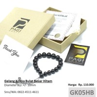 Gelang Kokka BERSERTIFIKAT Kaukah Bulat Besar Hitam 10mm