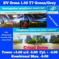 Lensa Essilor SV Orma 1.5 Green/Grey Transition Crizal Drive