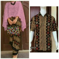 KEBAYA COUPLE BROKAT CAPE TORAJA HITAM PINK TERBARU