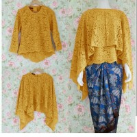 Kebaya Pesta Remaja Wisuda Ayla Brokat Brukat Batik Slik Mustard