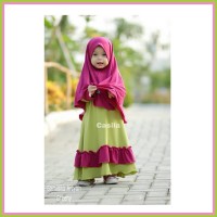 Gamis Anak Syari Polos Kombinasi Warna Gamisila Aisyah Casila Size 0