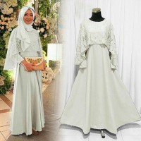 Gamis Pesta Olivia Baloteli Kombinasi Brokat Include Jilbab Pashmina
