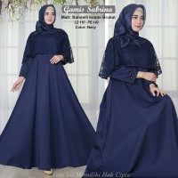 Baju Gamis Pesta Remaja Wisuda Keyla Brokat Brukat Warna Navy