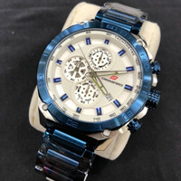 PROMO!!! JAM TANGAN PRIA CHRONO FORCE SILVER BLUE ORIGINAL
