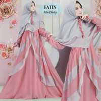 Gamis Syari Bergo Misbie Fatin Gray Dusty
