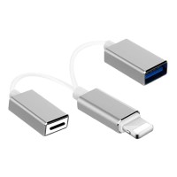 2in1 Lightning to USB OTG + Lightning Charging Port Cable Kabel