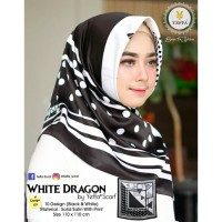 Hijab Jilbab Segiempat Satin Dua Motif Hitam Putih. Jilbab Yeffa.Hijab