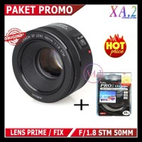 Lensa Fix Canon 50Mm FU002F1.8 Stm ( Paket Uv 49Mm ) Garansi 1 Tahun