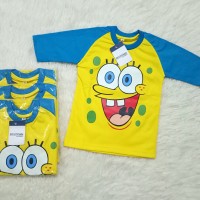 Kaos Raglan Anak Spongbob Kuning - Biru